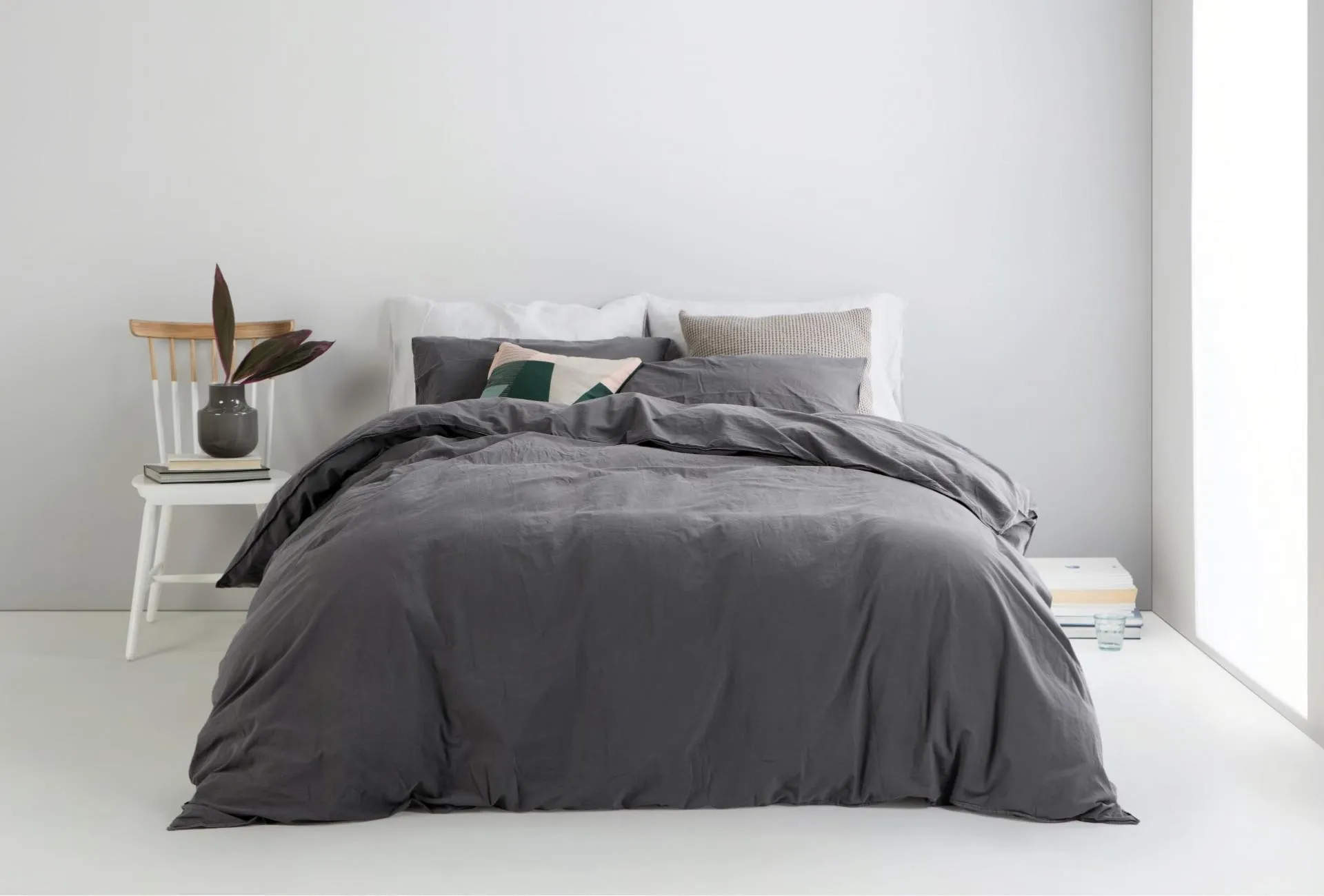 black stone washed cotton bedding