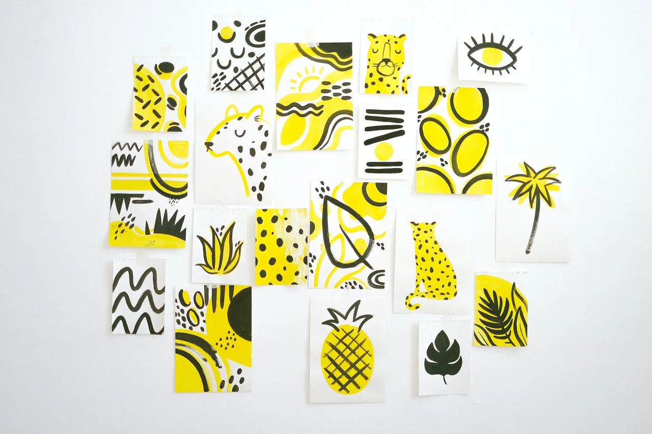 Statement wall art in yellow and grey