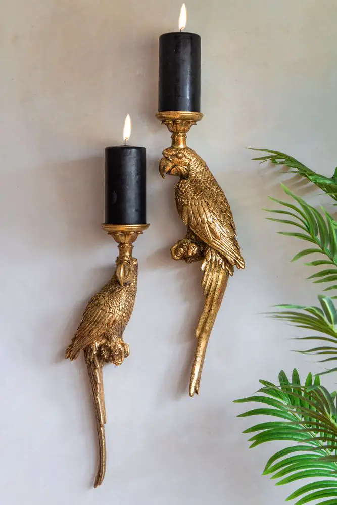 Quirky Gold parrot candle holders