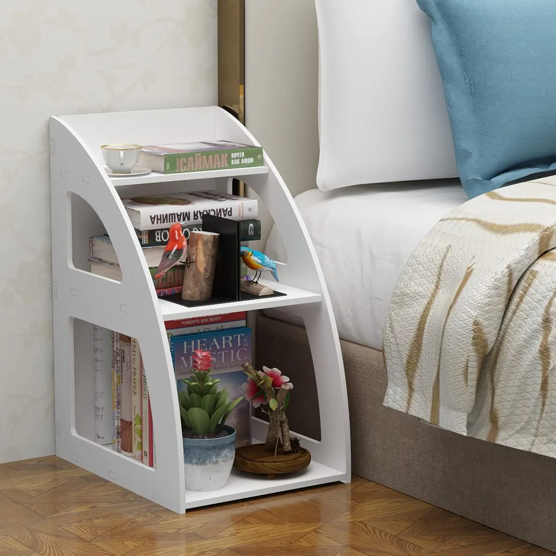 Quirky modern white bedside table