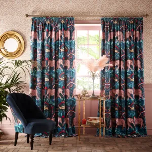 Eclectic curtains for pink walls