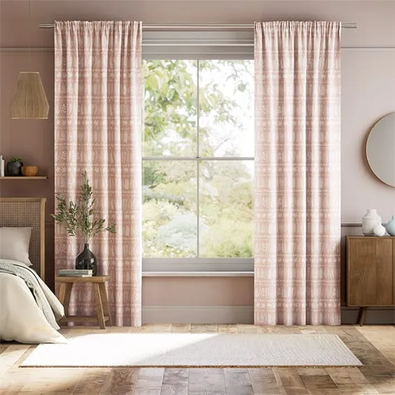 Pink and white striped curtains