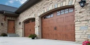 Wooden garage doors with curved top