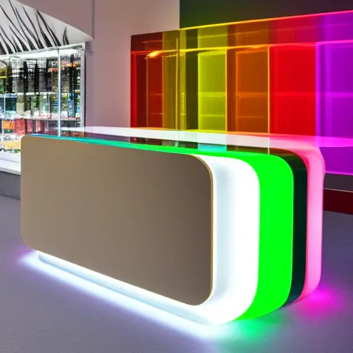 Colourful perspex retail counter design