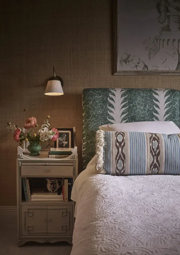 A cosy bedroom design with lots of pattern and texture