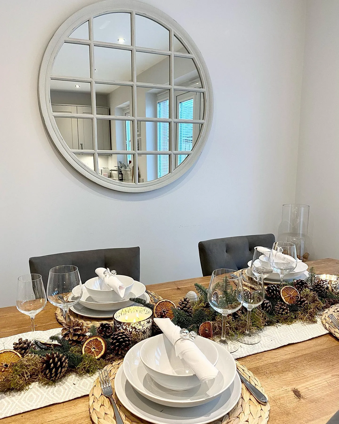 Dining room with walls painted in Blackened by Farrow and Ball