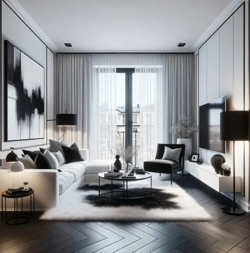 Black and White Living Room Interior Design Ideas - Emily May Designs