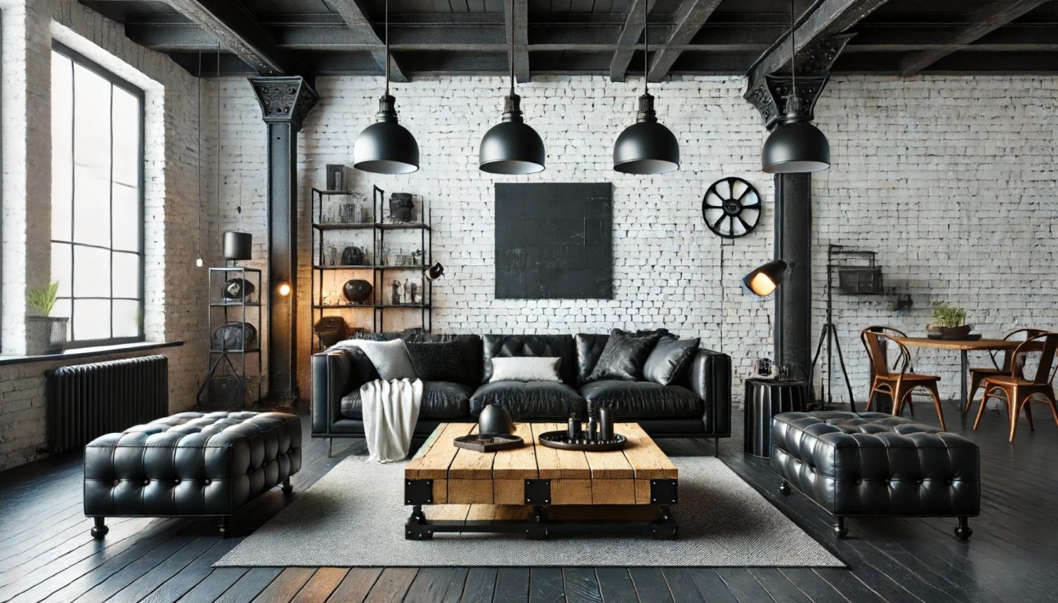 Thumbnail for Black And White Industrial Style Apartment Decor