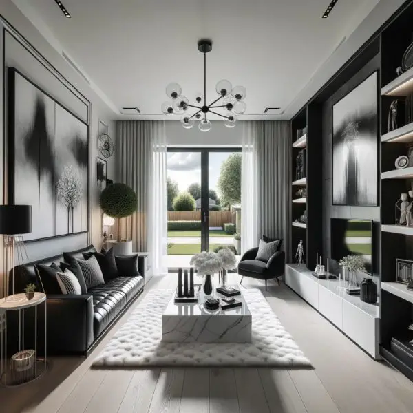 Black and White Living Room Interior Design Ideas - Emily May Designs