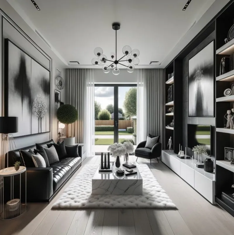 Black and White Living Room Interior Design Ideas - Emily May Designs