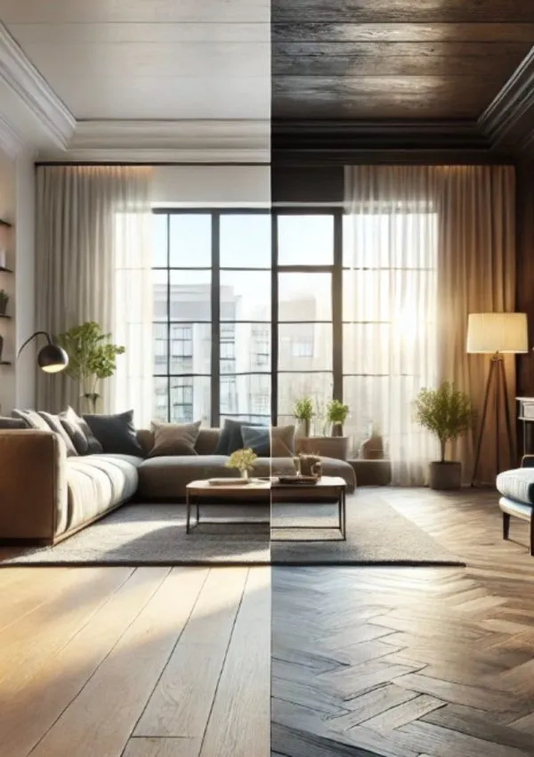 Image showing light wood flooring and dark wood flooring side by side