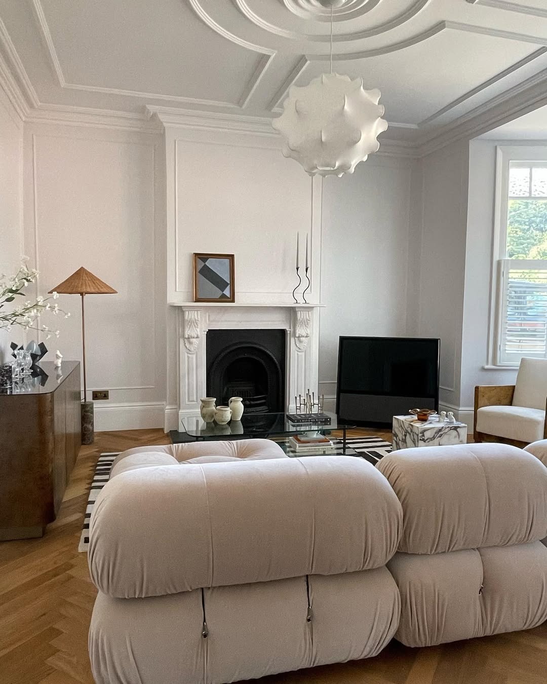 Living room painted in Farrow and Ball Wevet